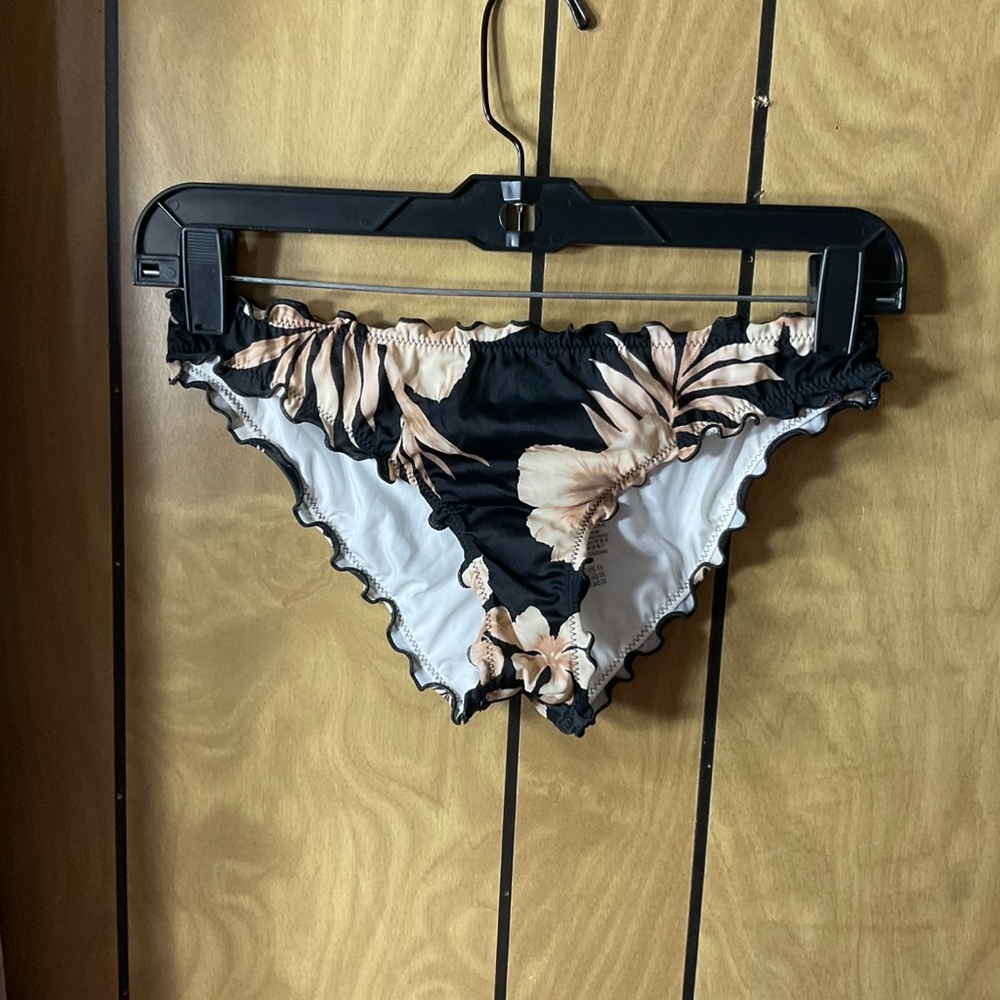 Victoria Secret Floral Bikini Bottoms in Black & Cream